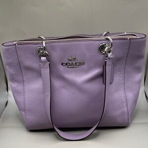 Coach Lavender Light Purple Leather Tote Coach Beautiful C2092-76701 Silver Hard